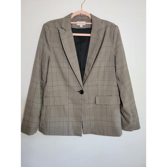 Evereve Women's Plaid Blazer Jacket Single Button Size Medium Academia Fall - Picture 1 of 8